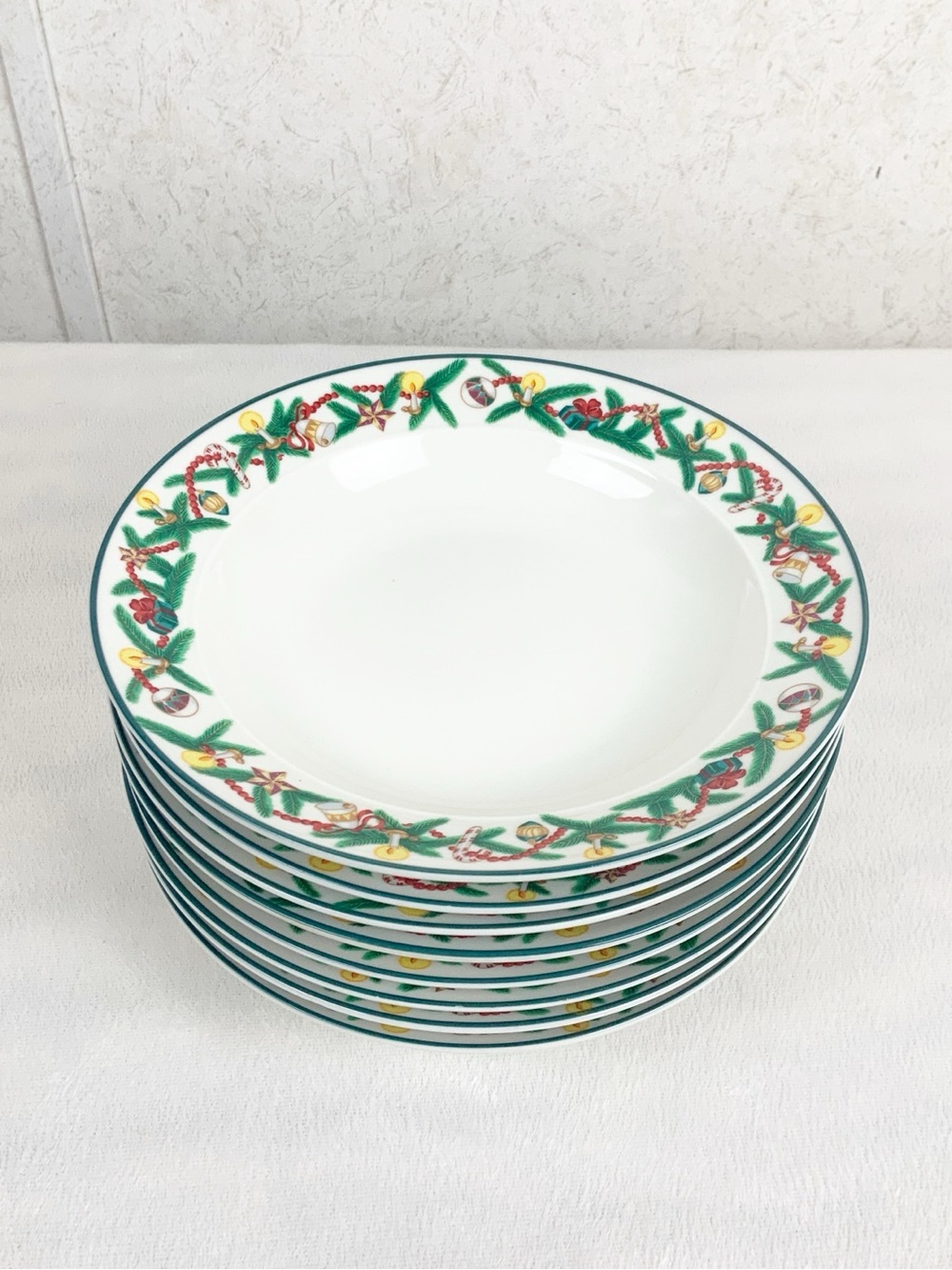 Vintage 1994 Sakura Christmas Cheer 8 Soup Bowls Sue Zipkin Stoneware Holiday